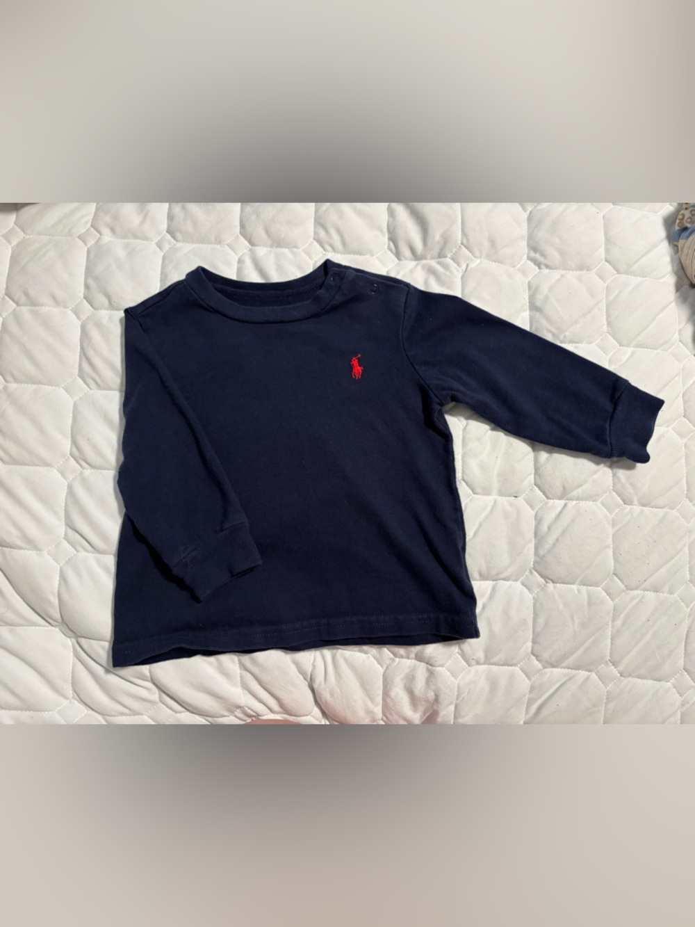 Ralph Lauren Navy Long Sleeve Crewneck with Red Pony